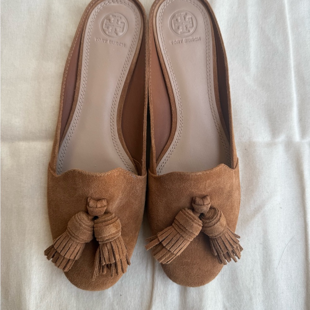 Tory Burch Brown Flat Loafers with Tassels